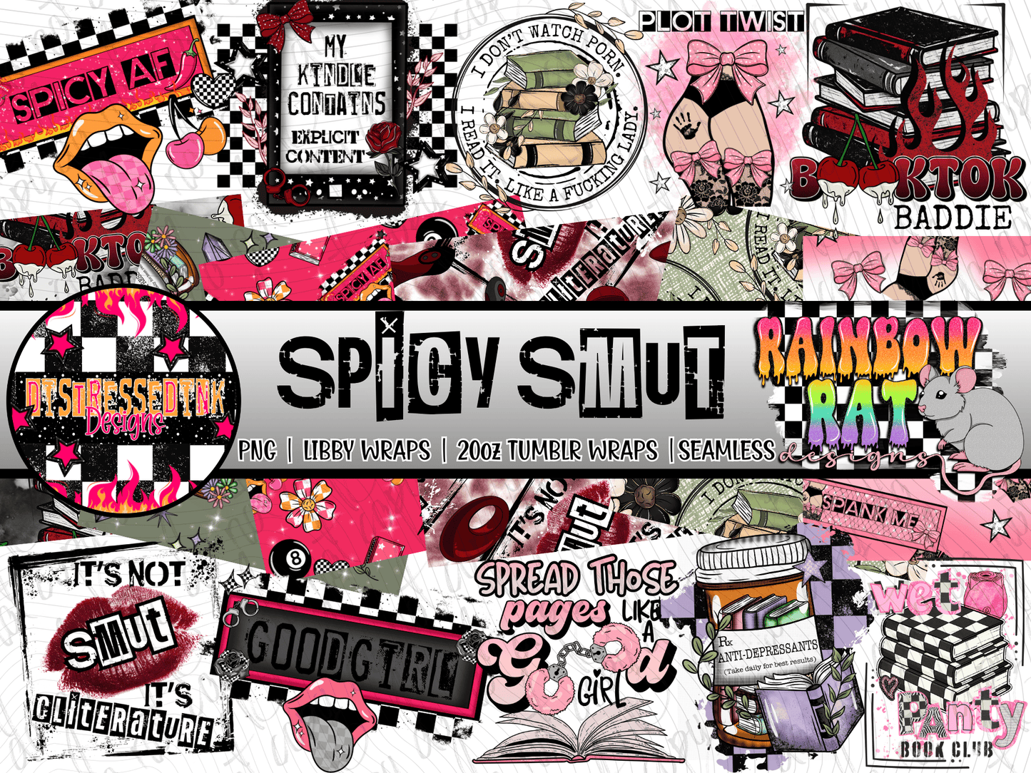 Spicy Smut Collab- Distressed ink X Rainbow Rat Designs