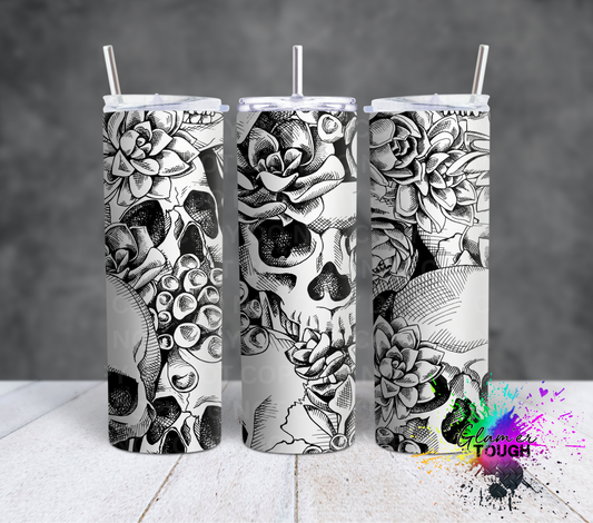 Succulents & Skulls- 20oz Tumbler