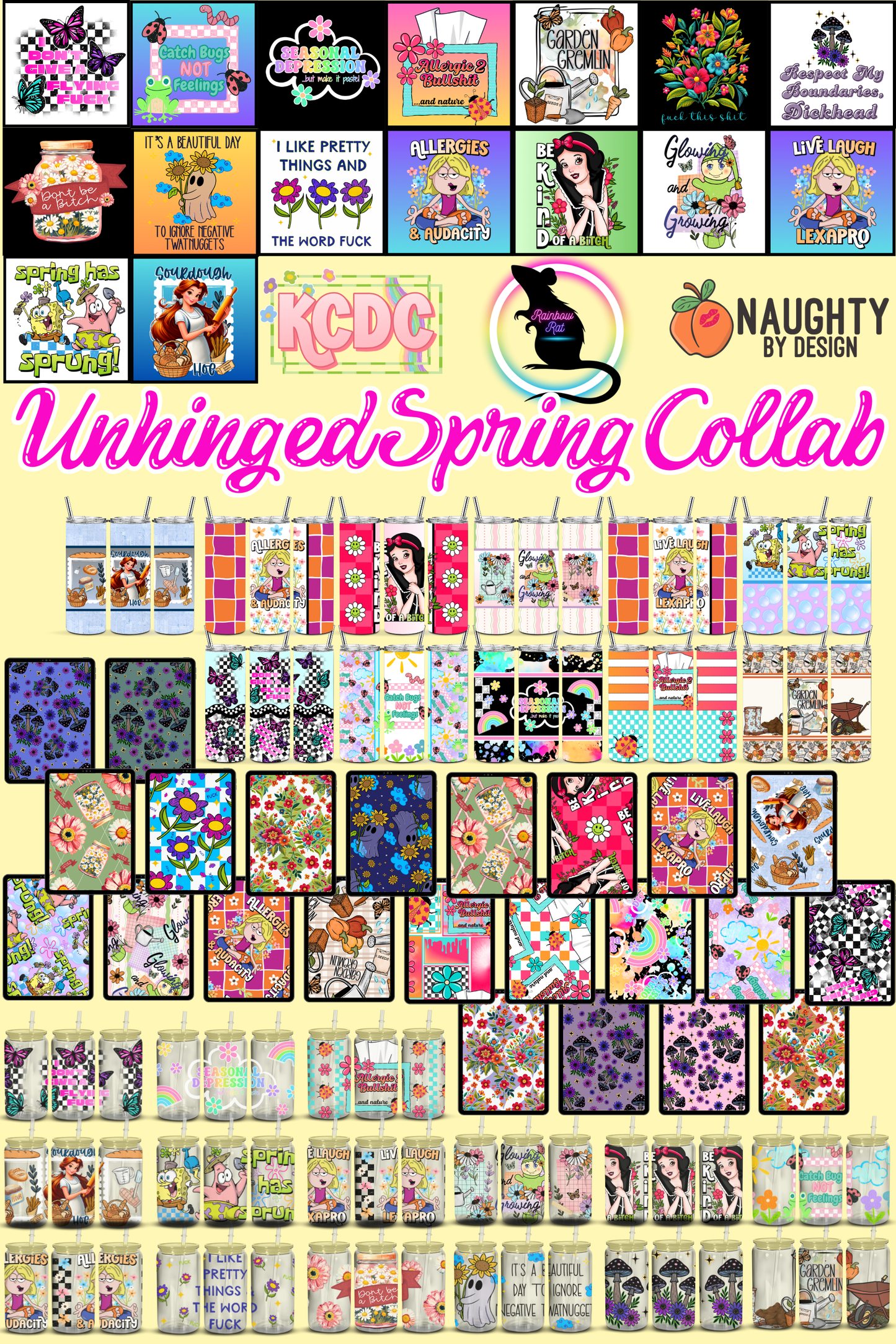 Unhinged Spring Collab- KCDC X Rainbow Rat Designs X Naughty By Design