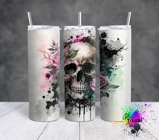Watercolor Skull- 20oz Tumbler