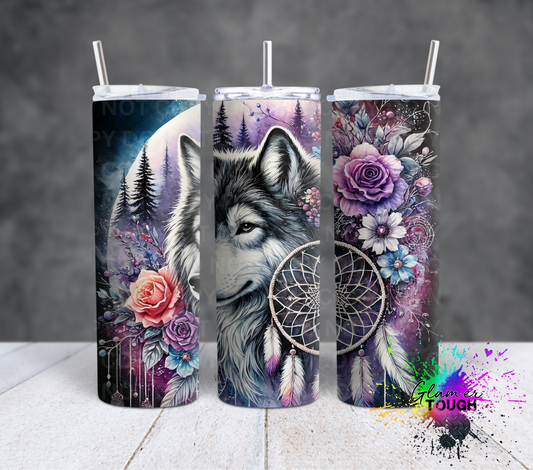 Wolf with Dreamcatcher- 20oz Tumbler