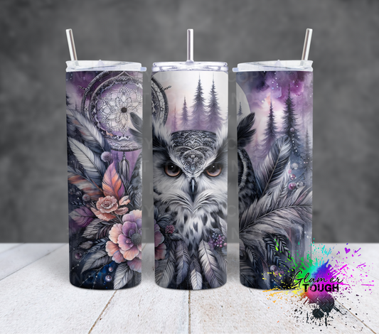 Owl with Florals- 20oz Tumbler